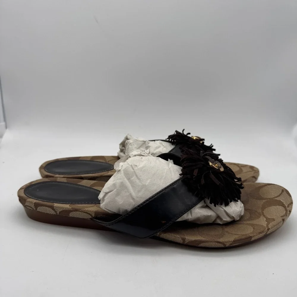 Coach Womens Suki Fringe Flower Sandals a8382 size 8B Skye‎